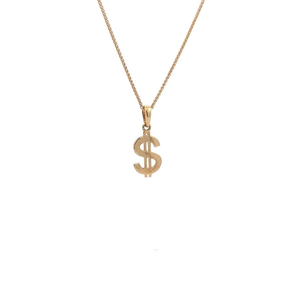 18K Gold Necklace Chain 17.75 inches Pendant Dollar Sign 2.43 grams - Picture 2 of 5